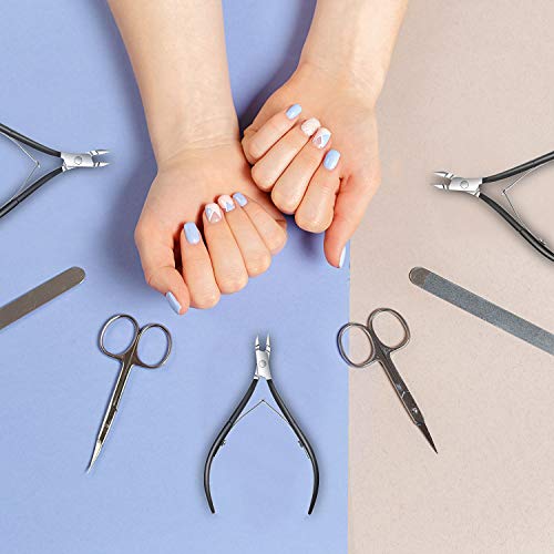 8 Pieces Cuticle Trimmer Stainless Steel Cuticle Nippers Pointed Blade Dead Skin Cutter Clipper Remover Scissors Manicure Tools for Fingernails and Toenails(Black)