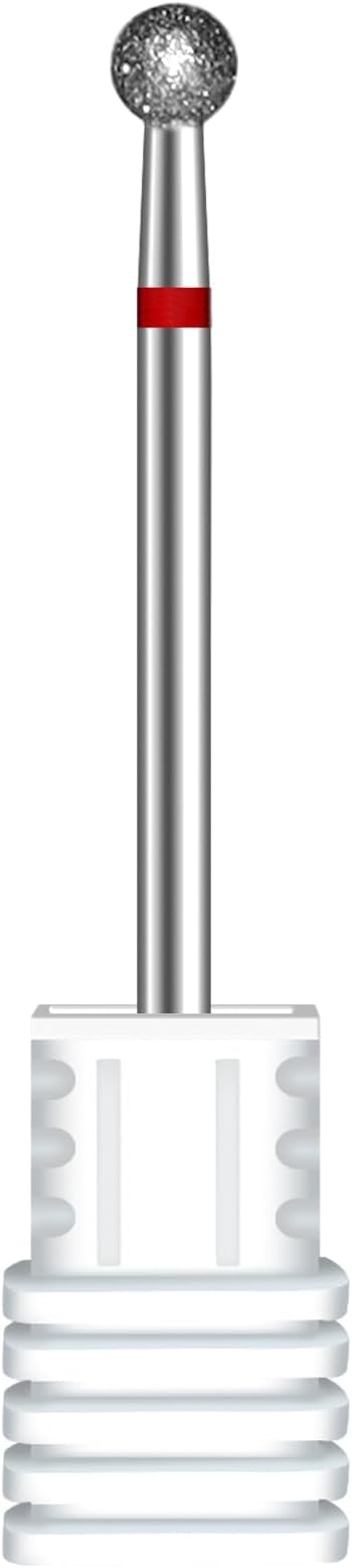 BLESWIN Nail Drill Bit 3/32'', 4MM Ball Shape Nail Bit for Cuticle Dead Skin Nail Prepare, Safety Carbide Diamond Nail Bit, Two Way Rotate, Nail Art Pedicure Manicure Salon & Home, Fine