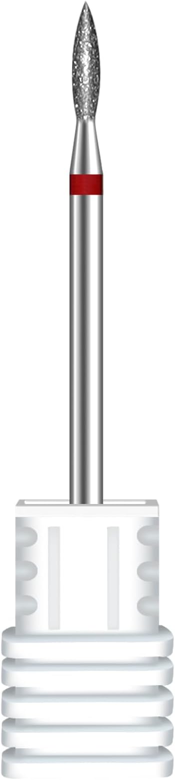2mm Flame Shape Cuticle Clean Nail Drill Bit 3/32'', Professional Safety Carbide Diamond Under Nail Cleaner for Cuticle Dead Skin Nail Prepare, Two Way Rotate, Manicure Salon Supply (Sliver, Fine)