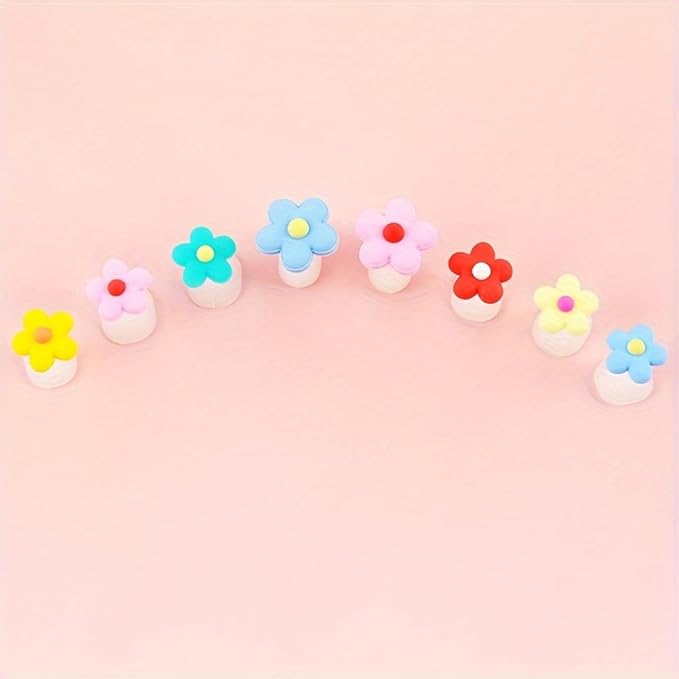8pcs Toe Separator for Nail Polish Pedicure, Silicone Toe Spacers for Feet (8 Small Red Flowers)