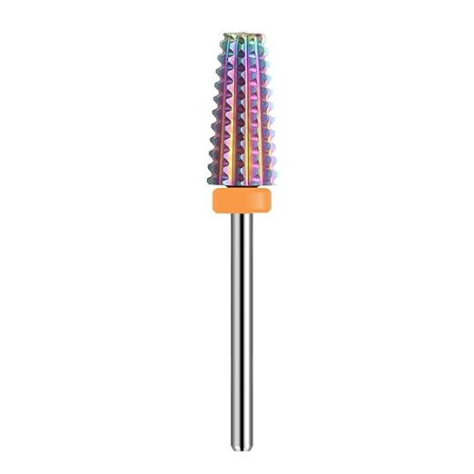5 in 1 Nail Drill Bits,Rainow Two Way Rotate use for Left and Right Handed, Fast Remove Acrylic or Hard Gel - 3/32" Shank Manicure, Nail Art Tool (2XC, Rainbow)