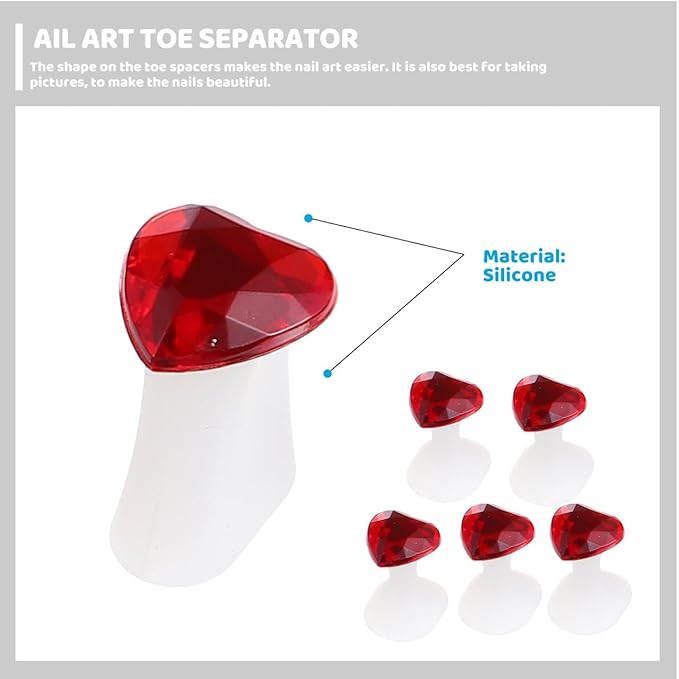 24Pcs Silicone Toe Separators for Pedicure Nail Art Toe Dividers with Daisy and Droplet Rhinestone Design Reusable Spacers for Home and Salon Use