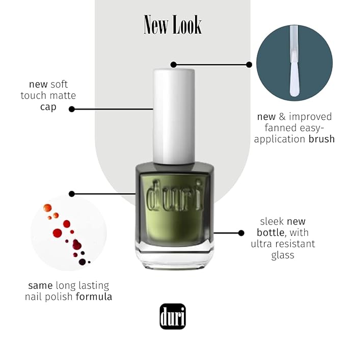 duri Nail Polish, 34 Pure Red, Red-Carpet Classic, Stylish, Modern, Full Coverage, Glossy Finish, Quick Drying, 0.45 Fl Oz