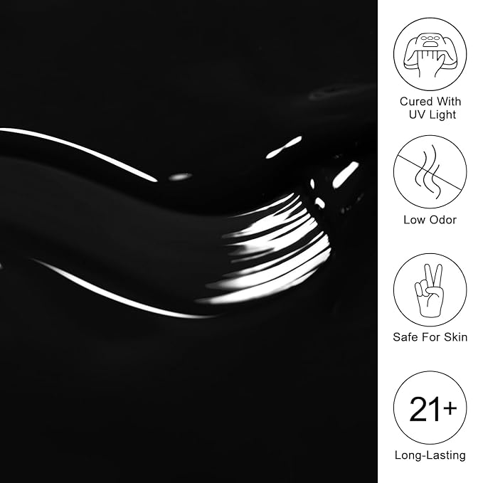 Imtiti Black Gel Polish, Black Gel Polish 3 in 1 One Step Gel Polish Kit, Soak Off LED U V Gel Polish Nail Art Starter Manicure Salon for Women Girls 0.3 Fl Oz