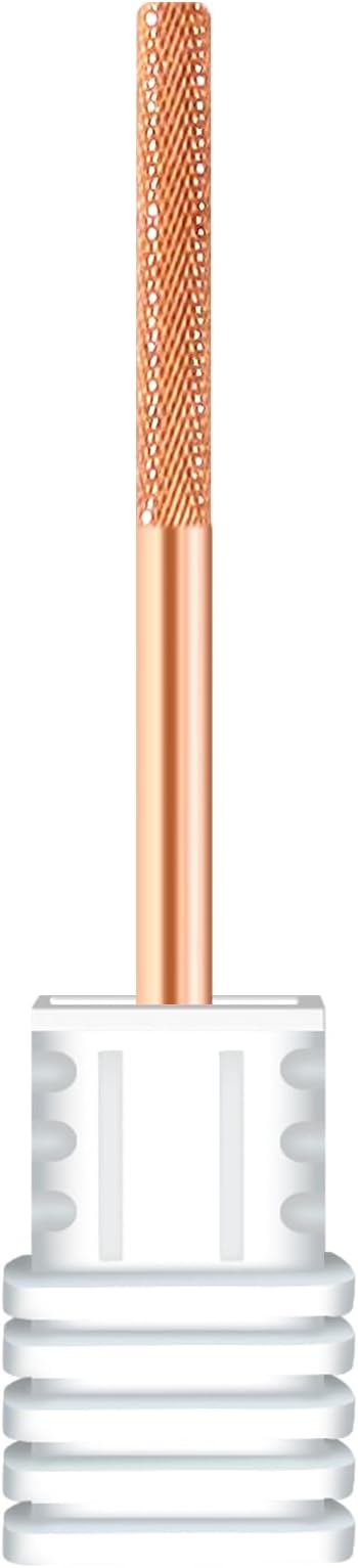 Nail Drill Bit 3/32'', Safety Carbide Cuticle Remover Drill Bit, 5X Coarse Grit to Extra Fine Grit, Electric Drill Bit for Nature Nail Bed File Cuticle Dead Skin Cleaning Nail Prepare (Rose Gold, 5XF)