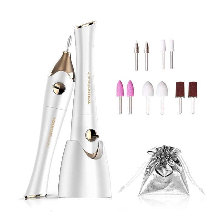 TOUCHBeauty Electric Nail Drill File Professional, Manicure Pedicure Kit with UV Nail Lamp, Portable Multi-Function Nail Buffer Tool for Grind Trim Polish