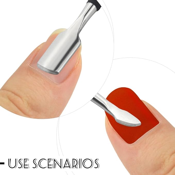 8 Pieces Nail Cuticle Pusher Stainless Steel Nail Polish Cuticle Remover Double Ended Manicure Nail Pedicure Tool Metal Cuticle Peeler Scraper for Fingernails and Toenails (Black)