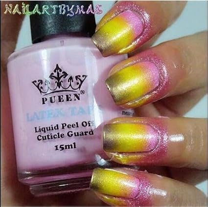 PUEEN Latex Tape Peel Off Cuticle Guard Skin Barrier Protector Nail Art Liquid Tape 15ml Pink - BH000584
