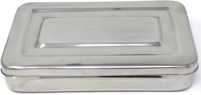Stainless Steel Surgical LAB Dental Sterilizer Instrument Box, Organizer Jewelry/Tools Storage Tray with Lid - 10L x 6W x 2H