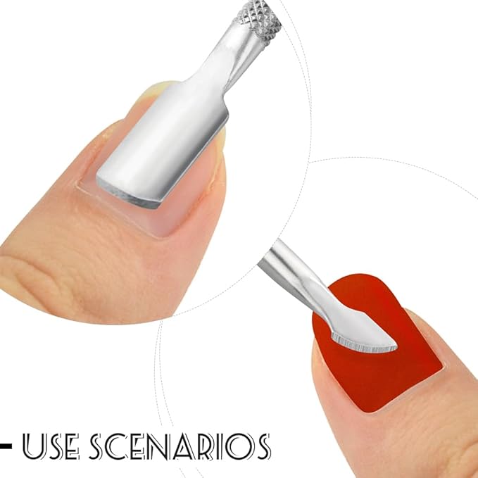 4 Pieces Nail Cuticle Pusher Stainless Steel Nail Polish Cuticle Remover Double Ended Manicure Nail Pedicure Tool Metal Cuticle Peeler Scraper for Fingernails and Toenails (Silver)