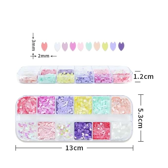 Flower Glitter Nail Sequins,3 Boxes Holographic Flower Heart Nail Art Flakes Pink Purple Glitter Sticker Decals Butterfly Nail Sequins Manicure DIY Spring Decorations 36 Styles