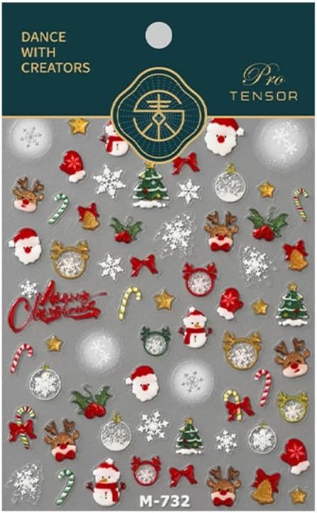 Christmas Nail Sticker 5D Embossed Santa Snowman Reindeer Xmas Tree Nail Art Sticker Self Adhesive Nail Decals Snowflake Nail Art Decals for Women Girls Winter Holiday Manicure DIY Nails Supplies