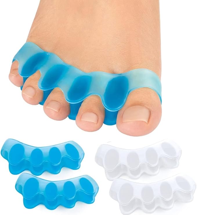 Sumiwish Toe Separators, 8 Pcs Toe Stretcher for Therapeutic Relief from Plantar Fasciitis, (Blue and Clear) Soft Gel Toe Spacers to Correct Bunions, Hammer Toes, Claw Toes -4 Pairs, Soft Material