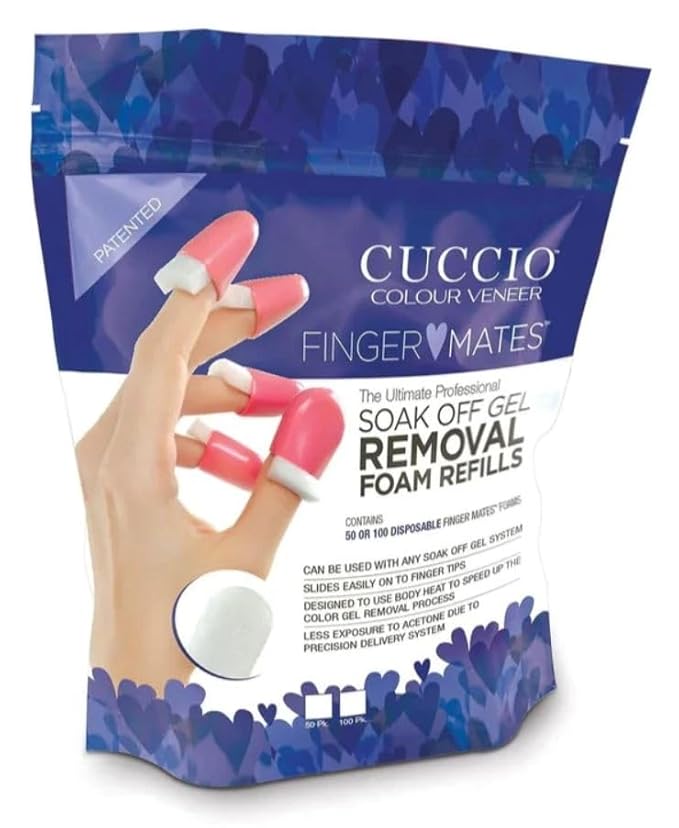 Cuccio Finger Mates Soak Off Gel Removal System – Fast & Efficient Gel Polish Remover with 10 Caps & Foams – Removes Gel & Glitter Polish in 8 Minutes