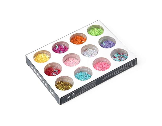 Valentine's Day Nail Art 3D Hollow Heart Pattern Glitter Flakes Sparkly Confetti Nail Art Sticker 12Colors