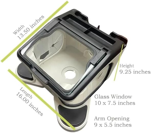 LED Dust Collector Grinding Box for Dental Lab – Compact Ergonomic Design with Tempered Glass Baffle, Dual Vacuum Openings & LED Lights