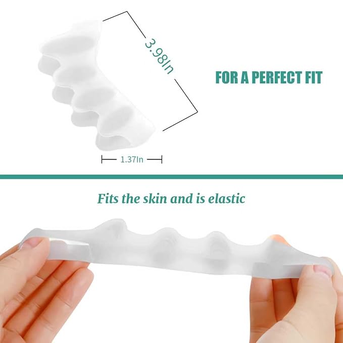 4 Pcs Silicone Toe Spacers – Yoga Toe Separators for Toe Straightening & Relaxation | Correct Overlapping Toes, Bunions, Hammer Toe | Toe Support toe separators for Women & Men (Clear, 3.98)