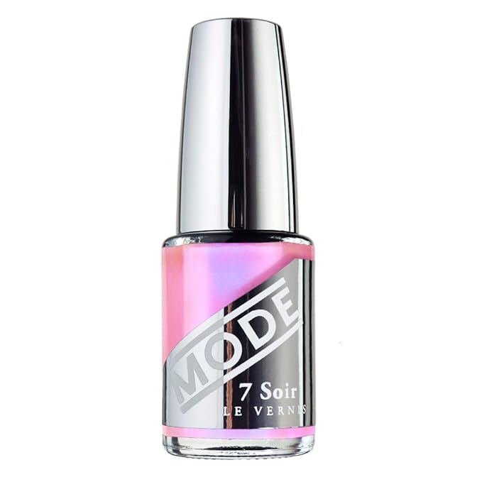 MODE Iridescent Ultraviolet Mother of Pearl Pink Nail Polish, High Performance Nail Lacquer, Strengthening Protection, Vegan, Cruelty Free, Made in NY, 7 Soir Le Vernis Chiffon Haze