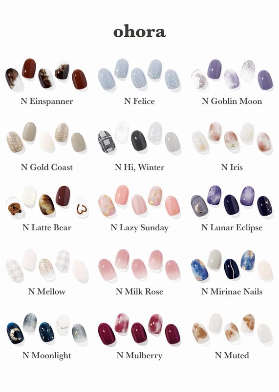 ohora Semi Cured Gel Nail Strips (N Washing Jean) - Blue, Solid, Works with Any UV/LED Lamps, Salon-Quality, Long Lasting, Easy to Apply & Remove - Includes 2 Prep Pads, Nail File & Wooden Stick