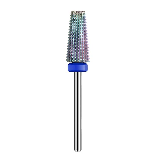 5 in 1 Nail Drill Bits,Rainow Two Way Rotate use for Left and Right Handed, Fast Remove Acrylic or Hard Gel - 3/32" Shank Manicure, Nail Art Tool (M, Rainbow)