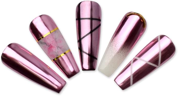 Rose Gold Chrome Nail Art Powder Mirror Effect Metallic Glitter Reflective Pigment Dust Decoration for DIY Manicure Gel Polish Nail Art 1g/Bottle
