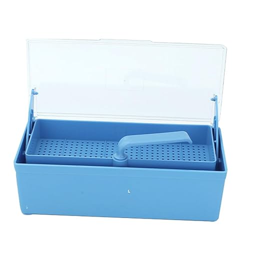Medical Instrument Sterilizer Box Plastic Tools Cold Sterilization Tray Storage Organizer for Dental, Medical Tool, Tatoo, Nail. (Blue)