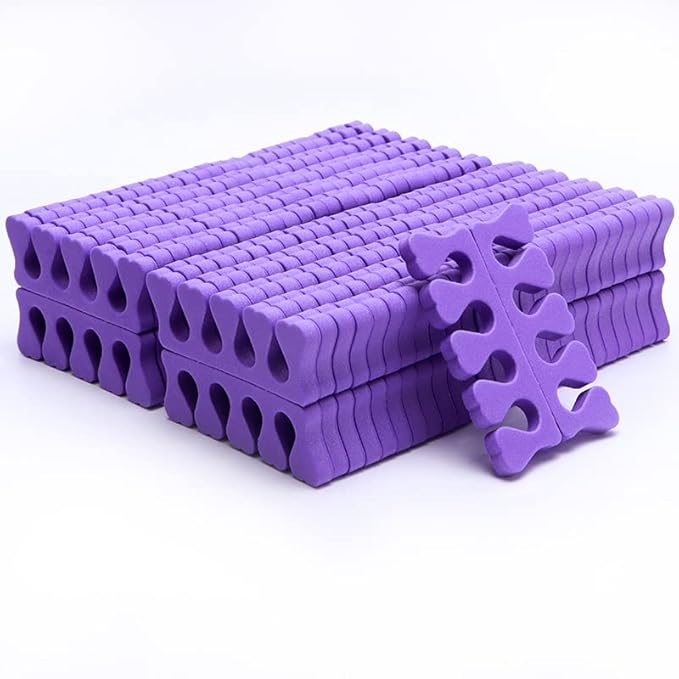 100PCS Sponge Toe Separator, Soft Toe Spreader Nail Art Finger Separator Divider Spacer Manicure Pedicure Tool for Nail Polish Salon Supplies (Purple)