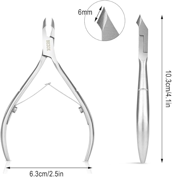 BEZOX Cuticle Clippers - Stainless Steel Professional Cuticle Cutter Hangnails Trimmers - Full Jaw Manicure Cuticle Nipper(6mm)