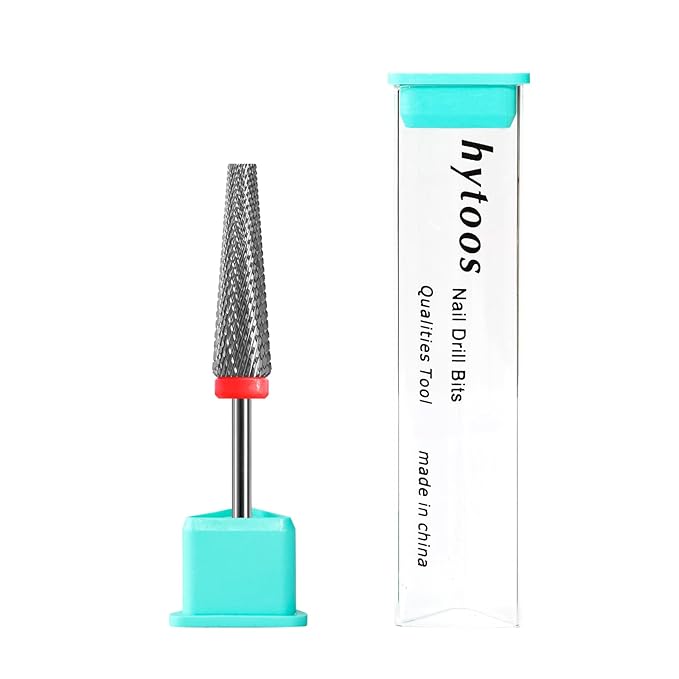 5 in 1 Nail Drill Bits, 24mm Flat Top Tapered Professional Tungsten Carbide Bit for Gel Polish & Base Removal, Electric File Manicure Drills Accessories Tool,F