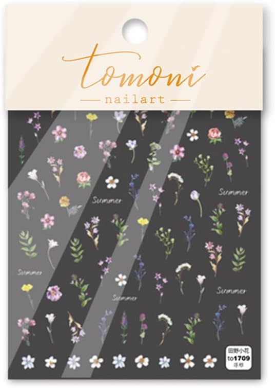 1Pcs Little Wild Flower Nail Stickers Small Daisy Nail Decals 5D Embossed Wildflower Nail Art Stickers Spring Summer Pink Yellow Blue White Green Flower Design Nail Art Decoration for Women Girls Kids