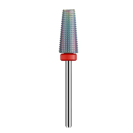 5 in 1 Nail Drill Bits,Multi-Function Straight Cut for Both Left and Right Handed,Carbide Tungsten Steel bits for Acrylic Nail Gel Fast Remove (F, Rainbow)