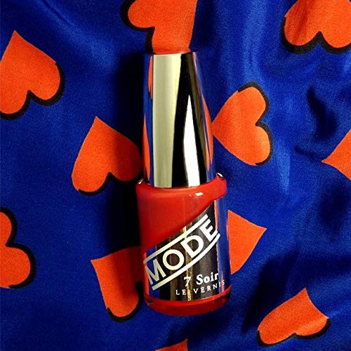 MODE Coral Blood Orange Nail Polish Color, Long Lasting Nail Lacquer, Nourishing, Chip Resistant Strengthening Protection, Pro Wide Brush, Vegan, NY Made, 7 Soir Le Vernis, Laughing One