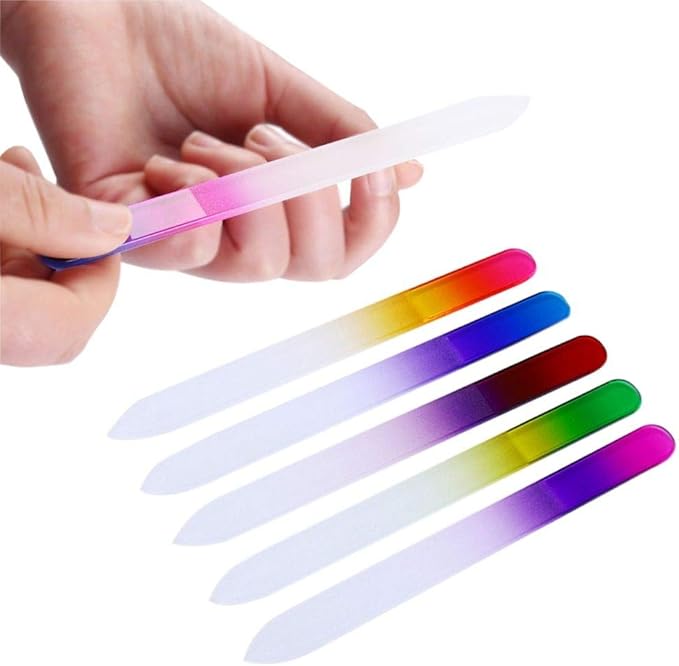 20 Pcs Glass Nail File Bulk with Plastic Sleeve, Crystal Fingernail Files Set, Double Sided Finger Nail Files, Professional Manicure Nail Care for Women Girls, Christmas Gifts Stocking Stuffers