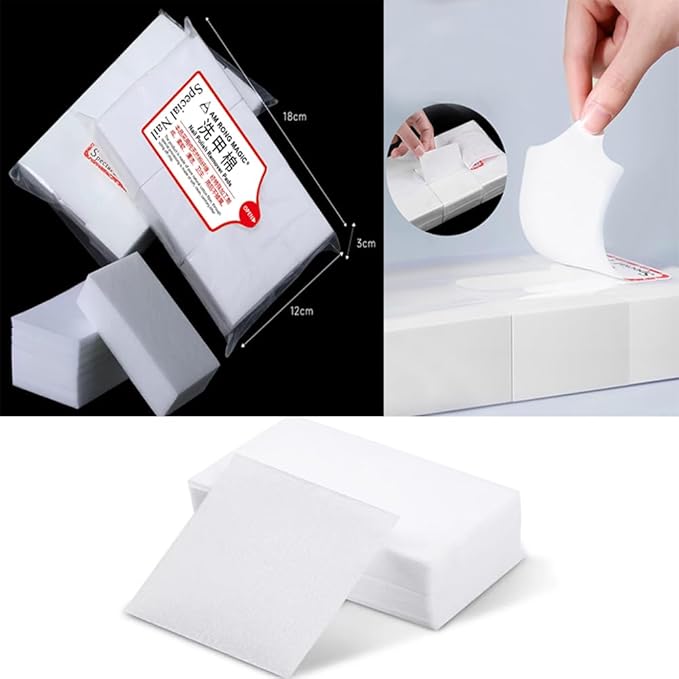 Nail Cotton Pads -600PCS Lint Free Gel Nail Polish Removers Eyelash Extension Glue Cleaning Wipes, WipesNail Art Gel Lint Free Nail Wipes (White)