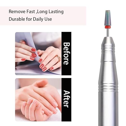 5 in 1 Nail Drill Bits,Rainow Tungsten Carbide Nail Bit bits for Acrylic Hard Gel Nail Fast Remove, Two Way Rotary for Left and Right Handed, Manicure Accessories (XF, Rainbow)
