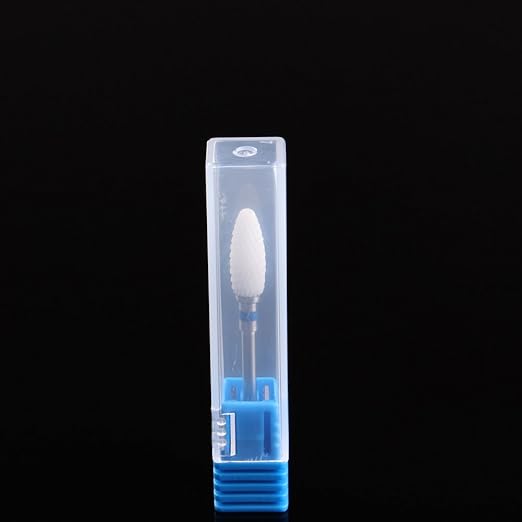 MZCMSL Medium Grit Ceramic Drill Bit,White Ceramic Cone File Bit, 3/32 Flame Style Gel Nail Polish Removing Nail Art Tool
