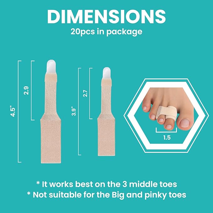 20 Pack Fabric Hammer Toe Corrector, Reusable Broken Toe Protectors Taped Wraps, Hammertoe Straightener, Toe Splint for Broken Toe, Crooked Toes, Bent Toes (Brown 10L+10S)