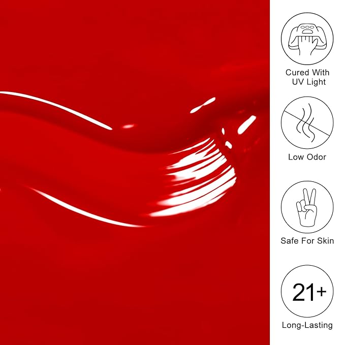 Imtiti Gel Nail Polish Set, Classic Christmas Red and White Gel Polish Soak Off LED U V Nail Gel Polish DIY Nail Art Starter Manicure Salon Gel Nail Polish Kit 10ML