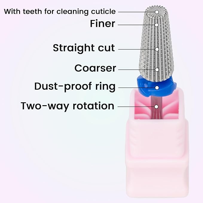 Delanie 5-in-1 Carbide Nail Drill Bit for Professional Nail Tech, 3/32", Medium Grit