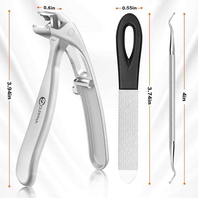 Toenail Clippers for Seniors, 2025 Upgrade Angled Head Nail Clippers for Men with Catcher, CLPPNA Ergonomic Toenails Clipper for Thick Toenails Long Handle, Sharp Wide Jaw Fingernail Clippers Adult