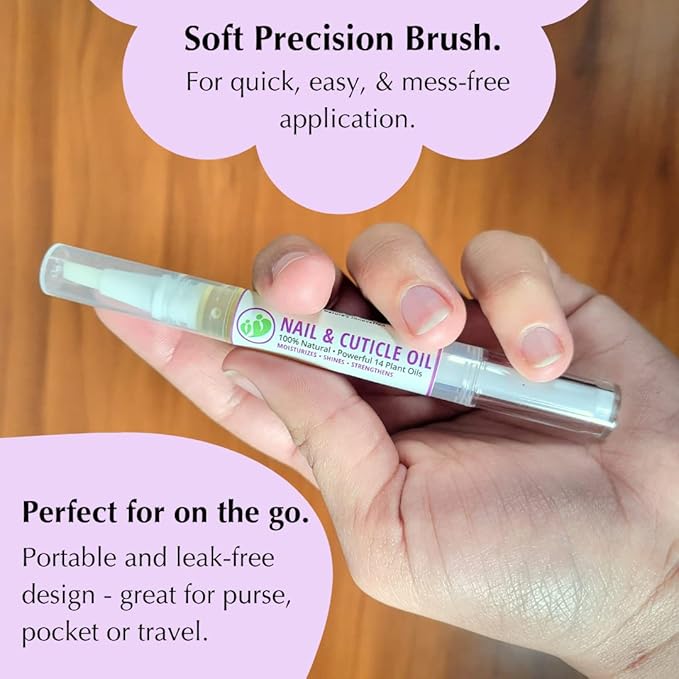 All Natural Nail Oil Cuticle PEN by MONA Brands | Restores & Protects Damaged Cuticles & Nails | Moisturizes, Strengthens, Soothes, Shines | (1-PK LAVENDER (2.5 mL))