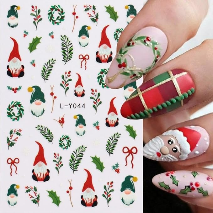 Christmas Nail Art Stickers Decals Luminous String Light Snowflake Nail Stickers 6PCS Glow in Dark Lanterns Santa Claus Xmas Tree Leaf Xmas Nail Decals Nail Art Supplies for Women Nail Decorations