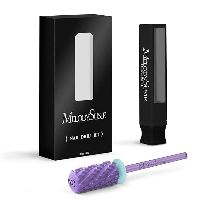 MelodySusie Safety Nail Drill Bits, 3/32'' Smooth Round Top Large Barrel Carbide Bits, Suitable for Manicure Pedicure Cuticle Gel Polishing, Beginners Bits, Purple, Series Bit-S, 4XC