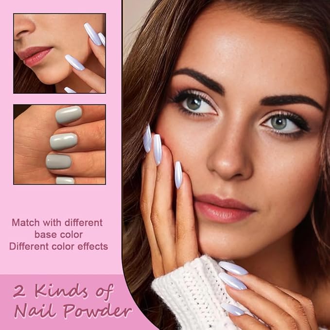 Cat Eye Nail Powder, Big-Capacity 0.8g 9D Cat Eyes Magnetic Powder Blue Magic Mirror Effect Pigment Holographic Nail Art Glitter, Can Mixed with Builder Gel Nail Polish for Use