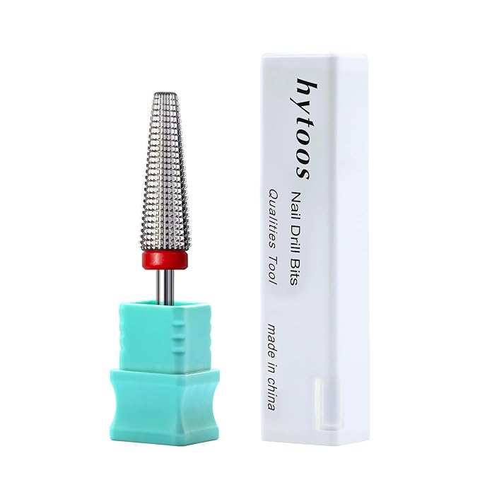 Fine Long 5 in 1 Nail Drill Bits, 20mm Tapered Carbide Nail Bit, Straight Cut Safety Drill Bits for Nails, 3/32 Two-way, Electric Manicure Drills Accessories