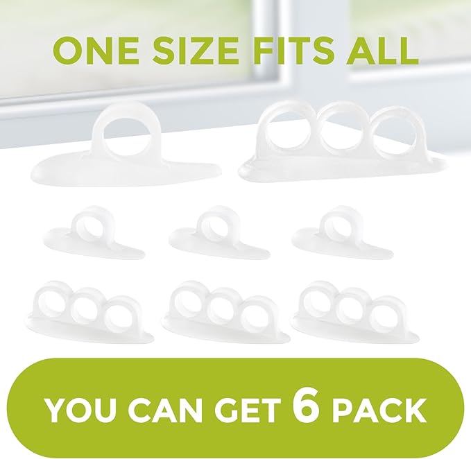 Bukihome Hammertoe Corrector Gel Toe Straighteners - 12 pcs Support Crest for Women & Men - Realign Bent, Crooked, Curled, Claw, Hammer Toes - Clear,Multi-Size