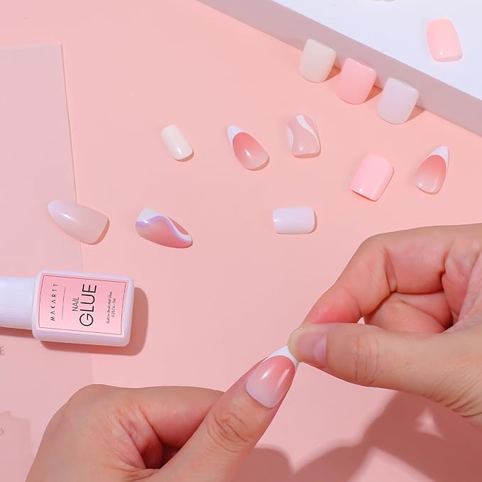 Makartt Quick Nail Glue for Press on Nails: Acrylic Nail Tips-Fake Nails-Salon Quality Strong Brush On, Quick Dry Easy Application No Need for Nail Lamp Durable & Long-Lasting 7ML 2Pcs, Hema Free