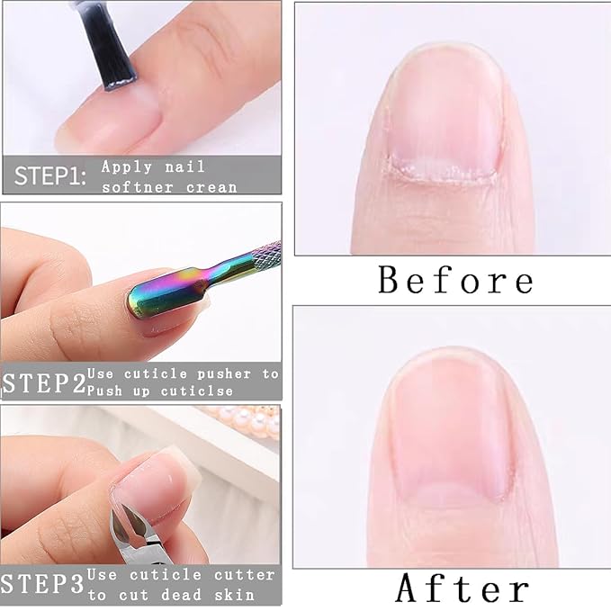 Cuticle Trimmer Cuticle Remover with Cuticle Pusher, Gel Polish Remover Kit Professional Cuticle Cutter Nipper Scissor Pedicure Manicure Tools for Fingernails and Toenails Dead Skin, Nail Files