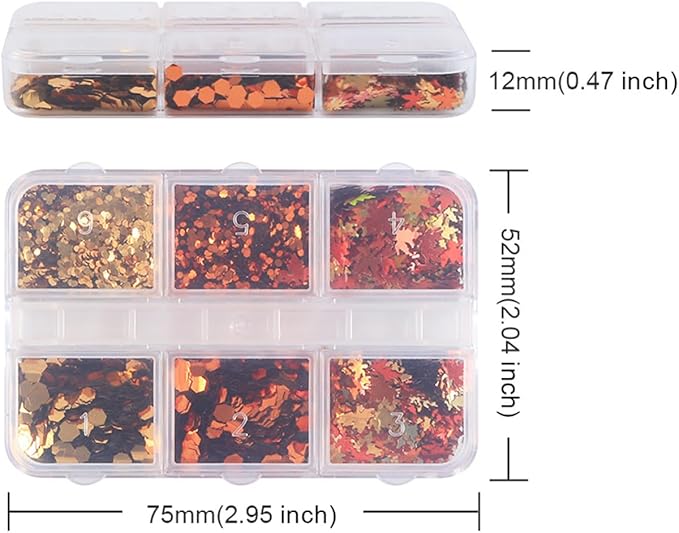 Fall Maple Leaf Nail Sequins Maple Leaves Glitter for Nails Holographic Fall Nail Art Design Supplies 3D Autumn Nail Glitters Flakes Decor