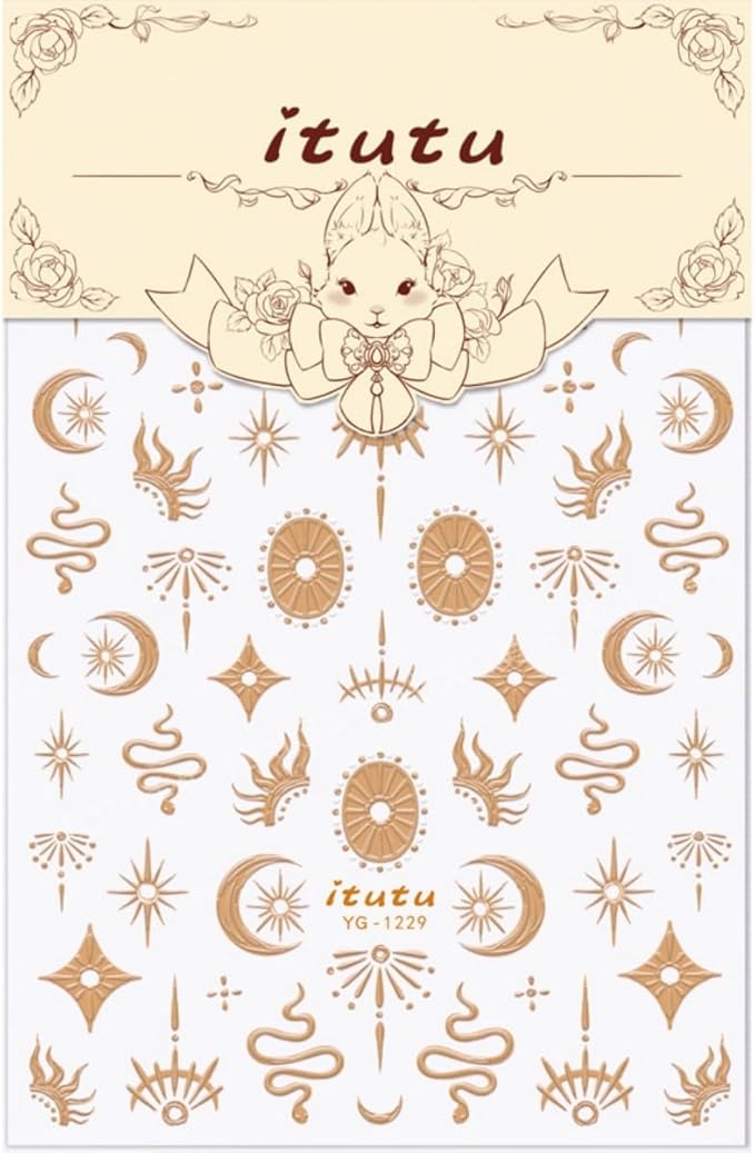 5D Embossed Nail Sticker Gold Snake Nail Art Sticker Self Adhesive Nail Decals Bronzing Stars Moon Star Nail Art for Women Girls Manicure Supplies Nails Art Decorations